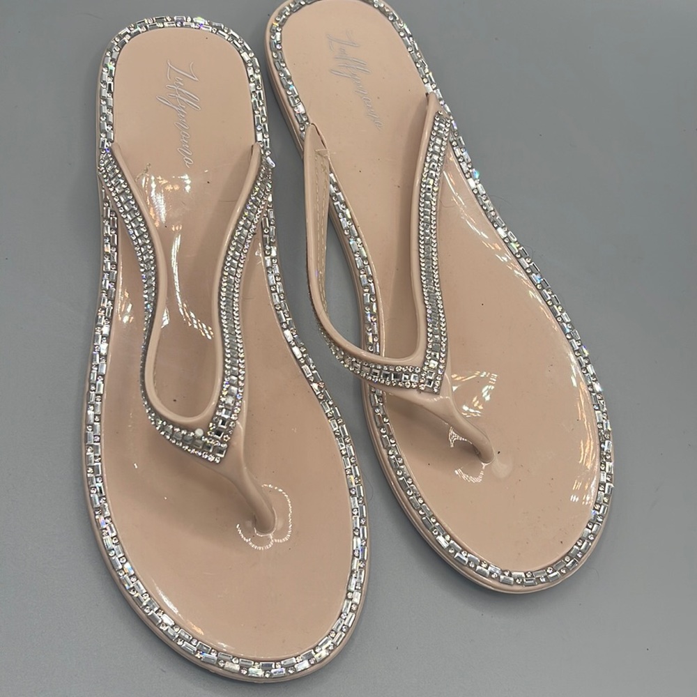 Rhinestone Flip Flop Sandals Bling Crystal Thong Sandals Size 10 NWT